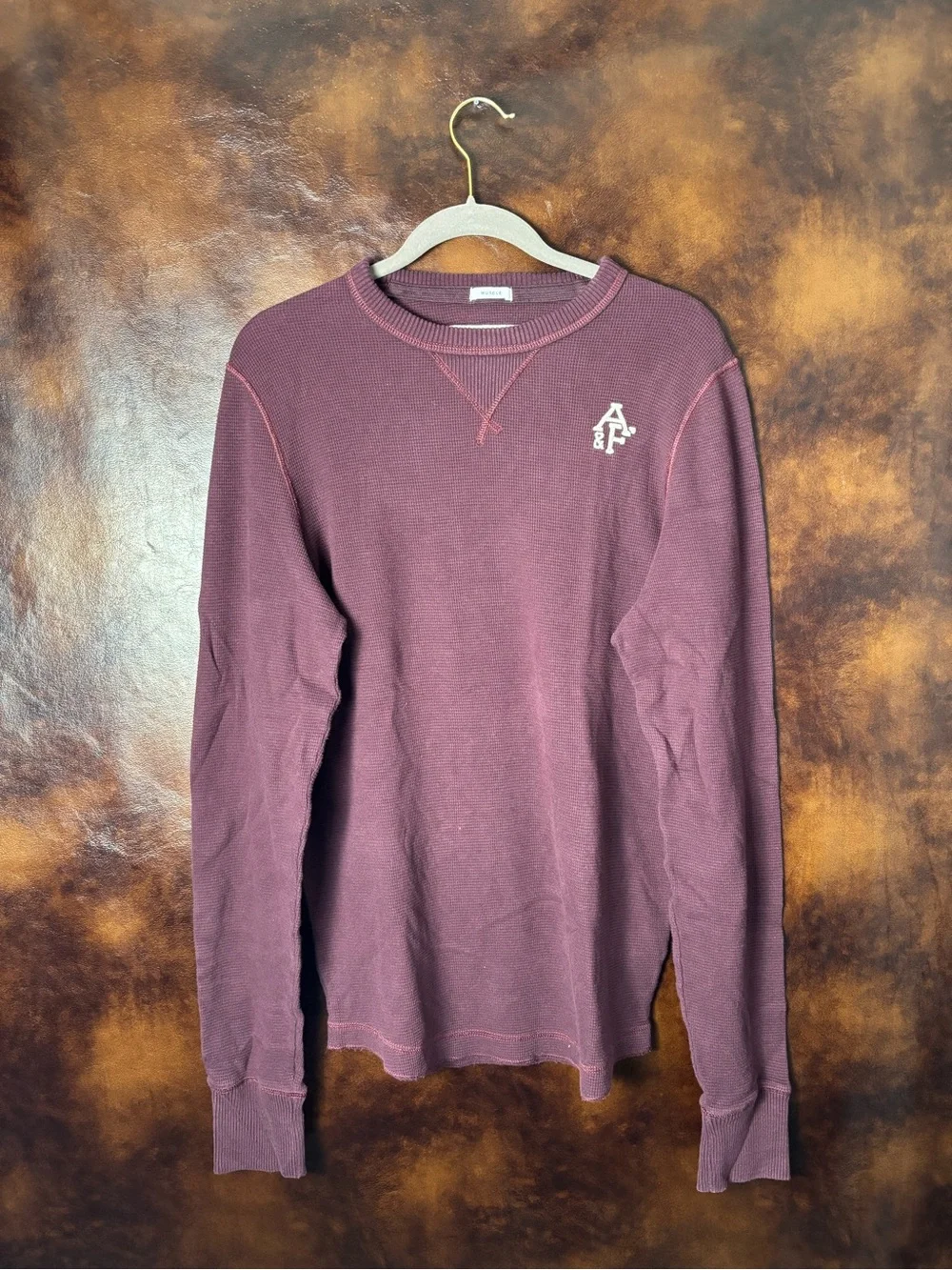 Abercrombie & Fitch Burgundy Long Sleeve Top with White Label